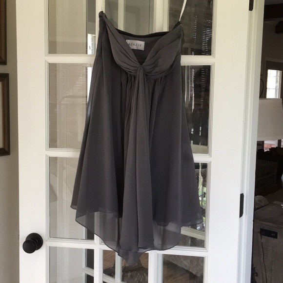 Azazie Grey Strapless Short Chiffon Dress - Picture 2 of 3